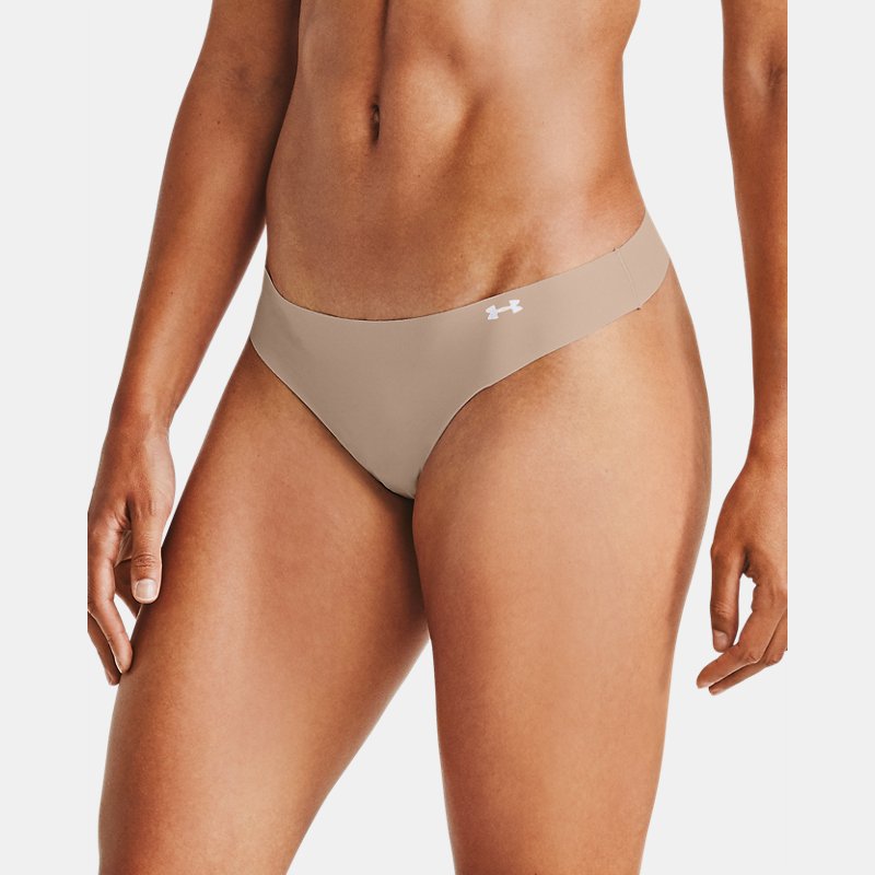Women's Under Armour Pure Stretch Thong 3-Pack Black / Beige / Graphite XS